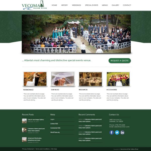 vecoma at the river website design