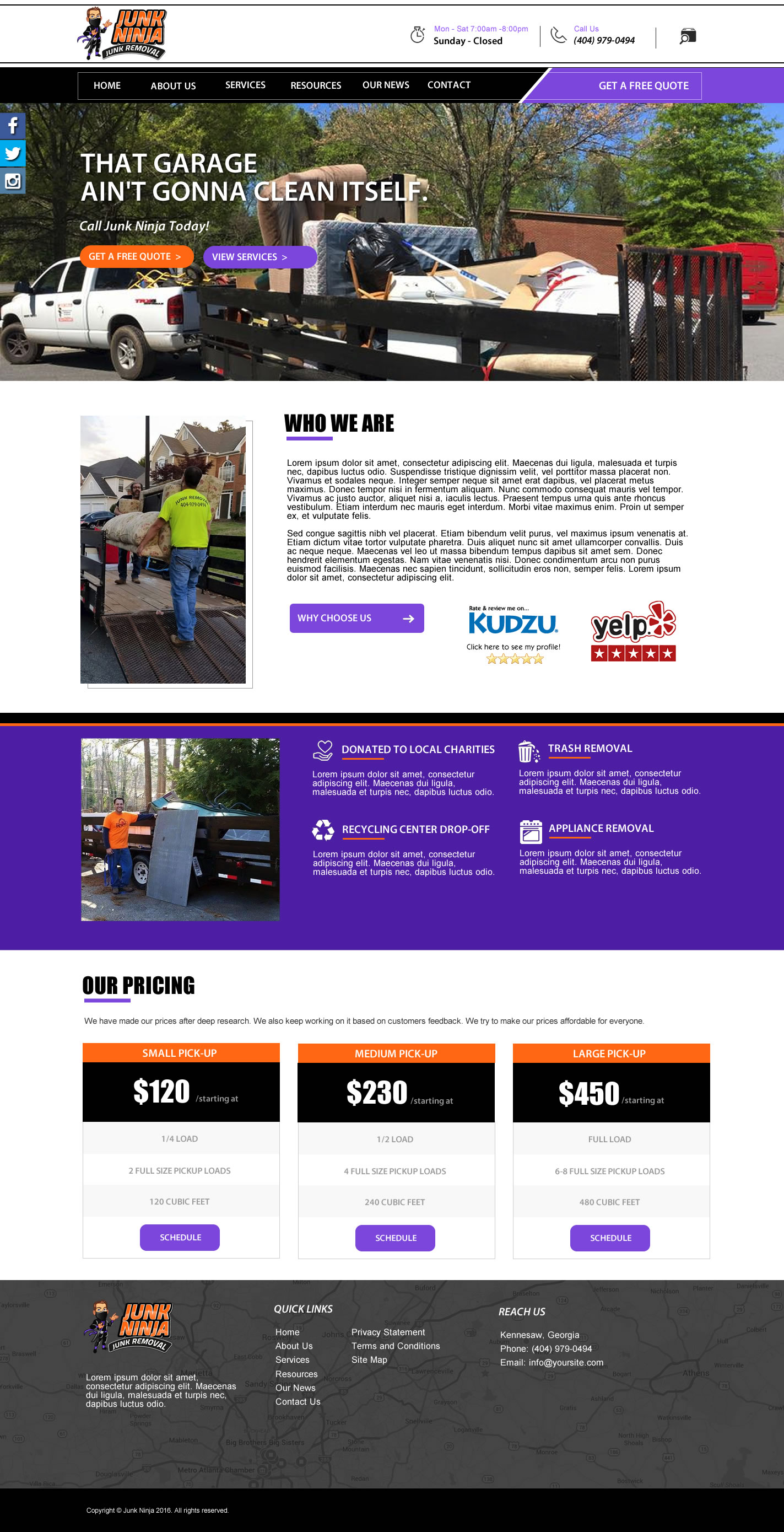 junk removal website design