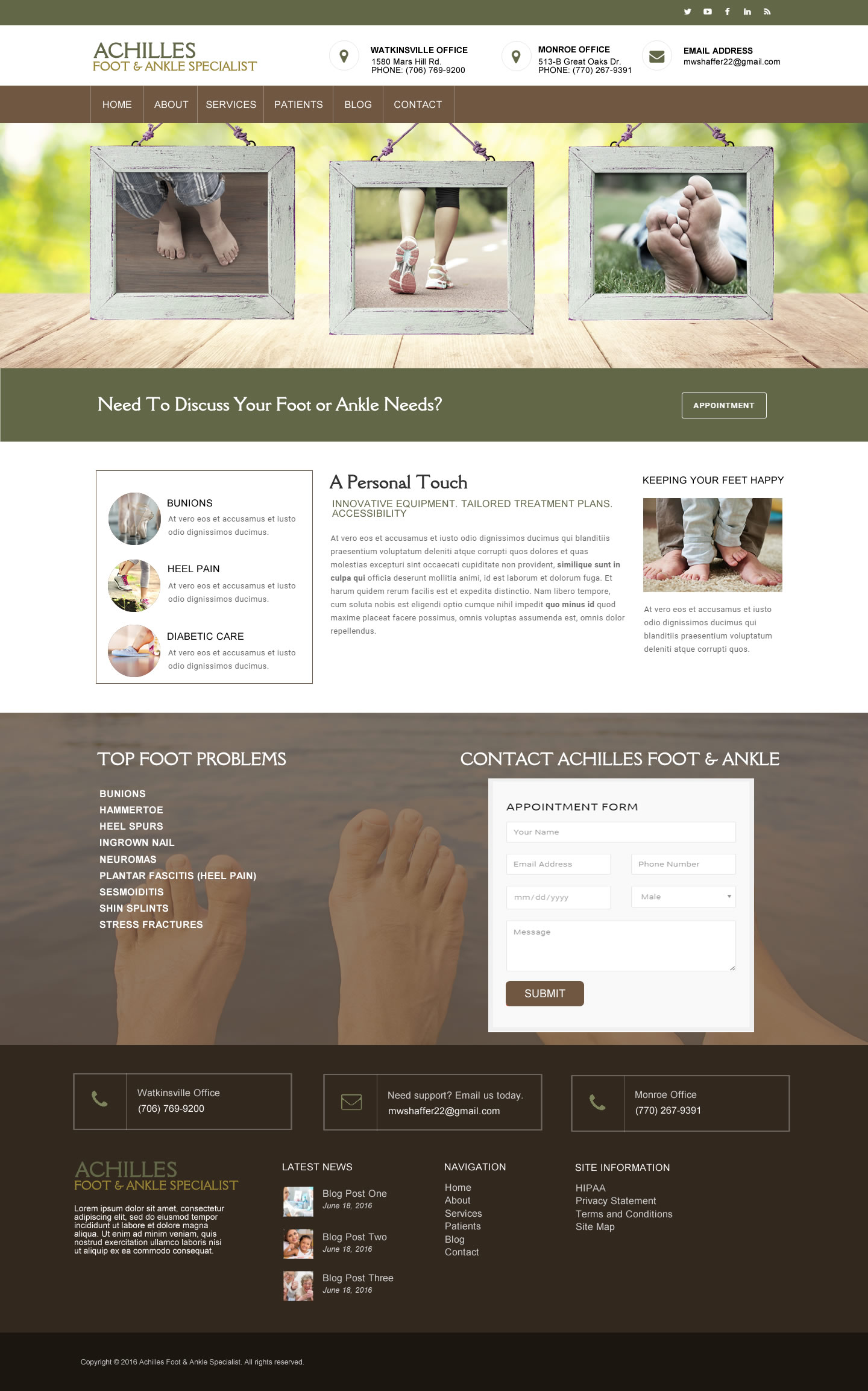 foot doctor website design monroe ga