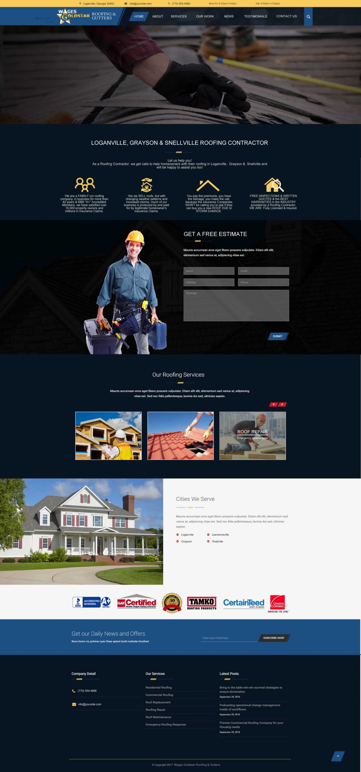roofing contractor web design