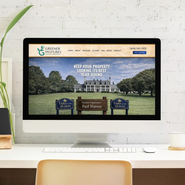 greener pastures landscape management desktop mockup